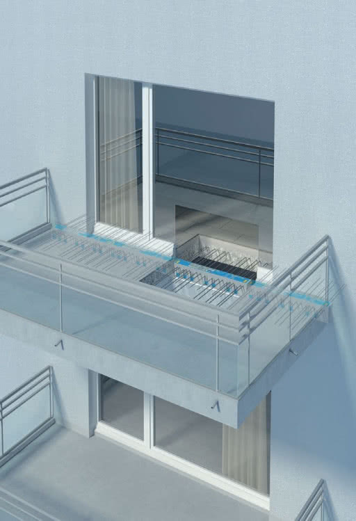 Aby oddzielić cieplnie balkon i strop, można zastosować specjalny łącznik termoizolacyjny Aby oddzielić cieplnie balkon i strop, można zastosować specjalny łącznik termoizolacyjny