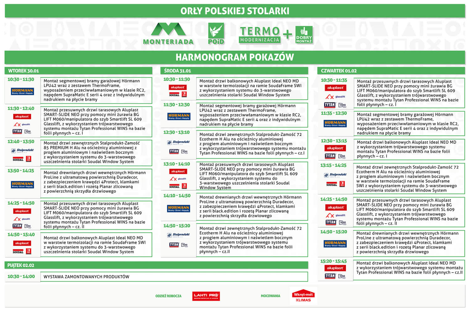 Harmonogram pokazów. Harmonogram pokazów.