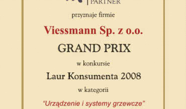Laur Konsumenta dla firmy Viessmann