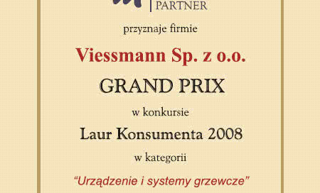 Laur Konsumenta dla firmy Viessmann