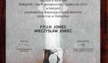 JONIEC Liderem Przedsiębiorczości Społecznej